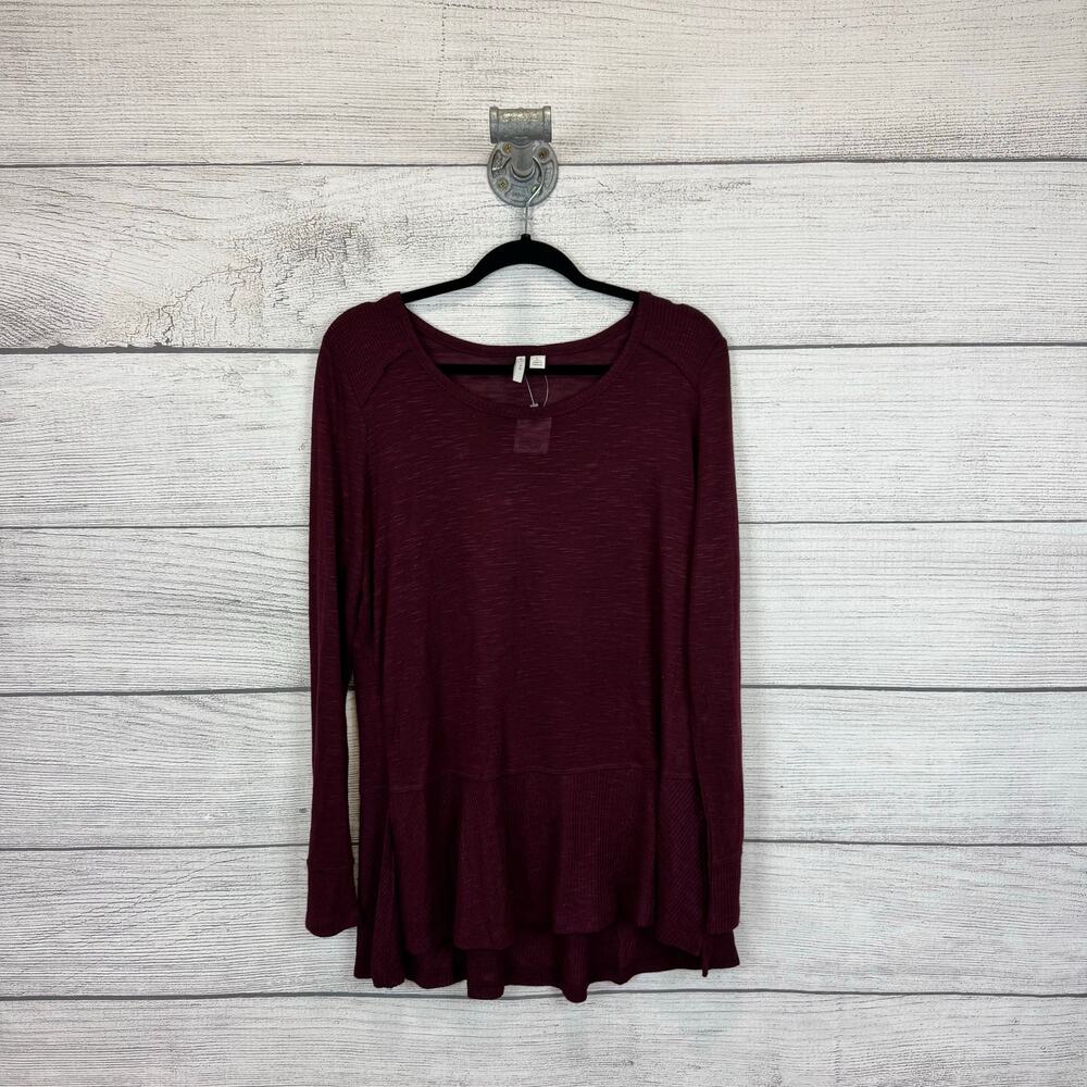 Cato Women's Maroon Soft Fall Long Sleeve Tunic Top Size Large